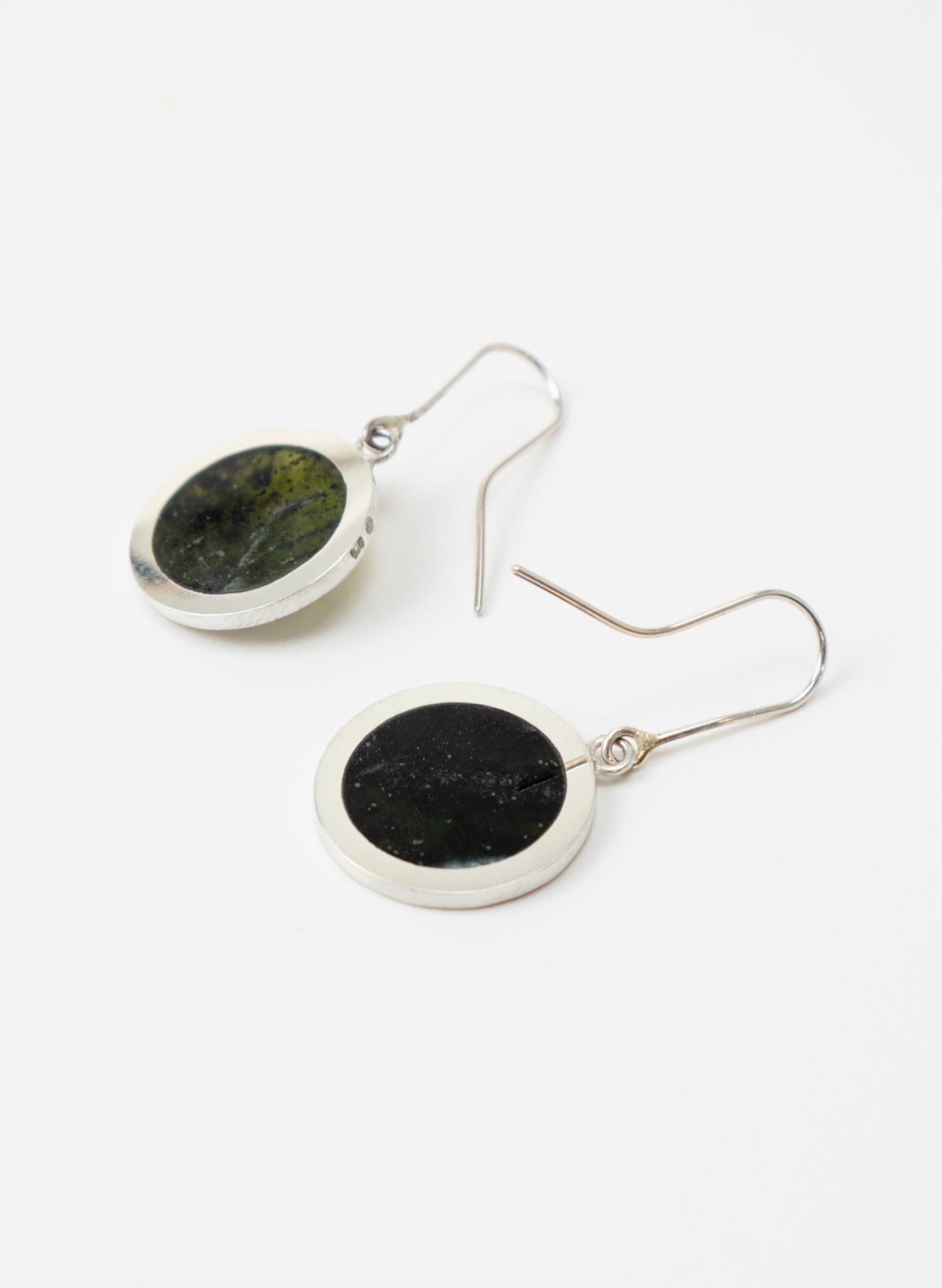 Disc Earrings - Sterling Silver &amp; Pounamu