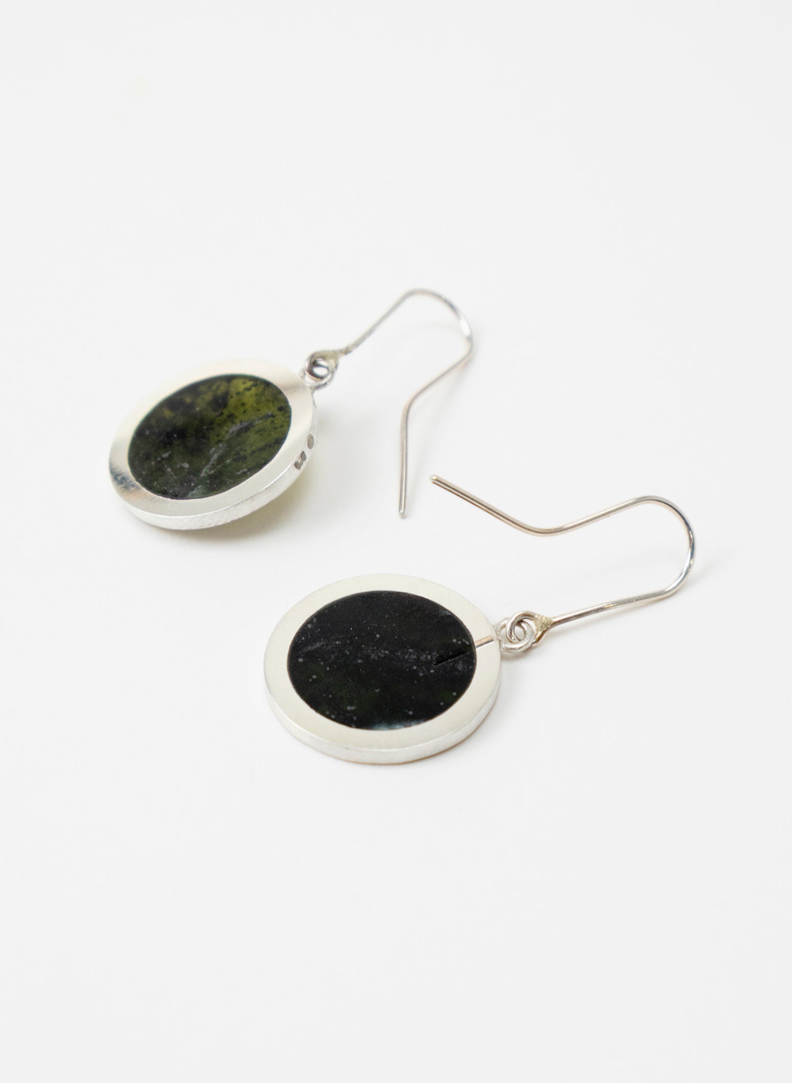 Disc Earrings - Sterling Silver &amp; Pounamu
