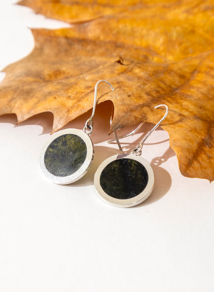 Disc Earrings - Sterling Silver &amp; Pounamu