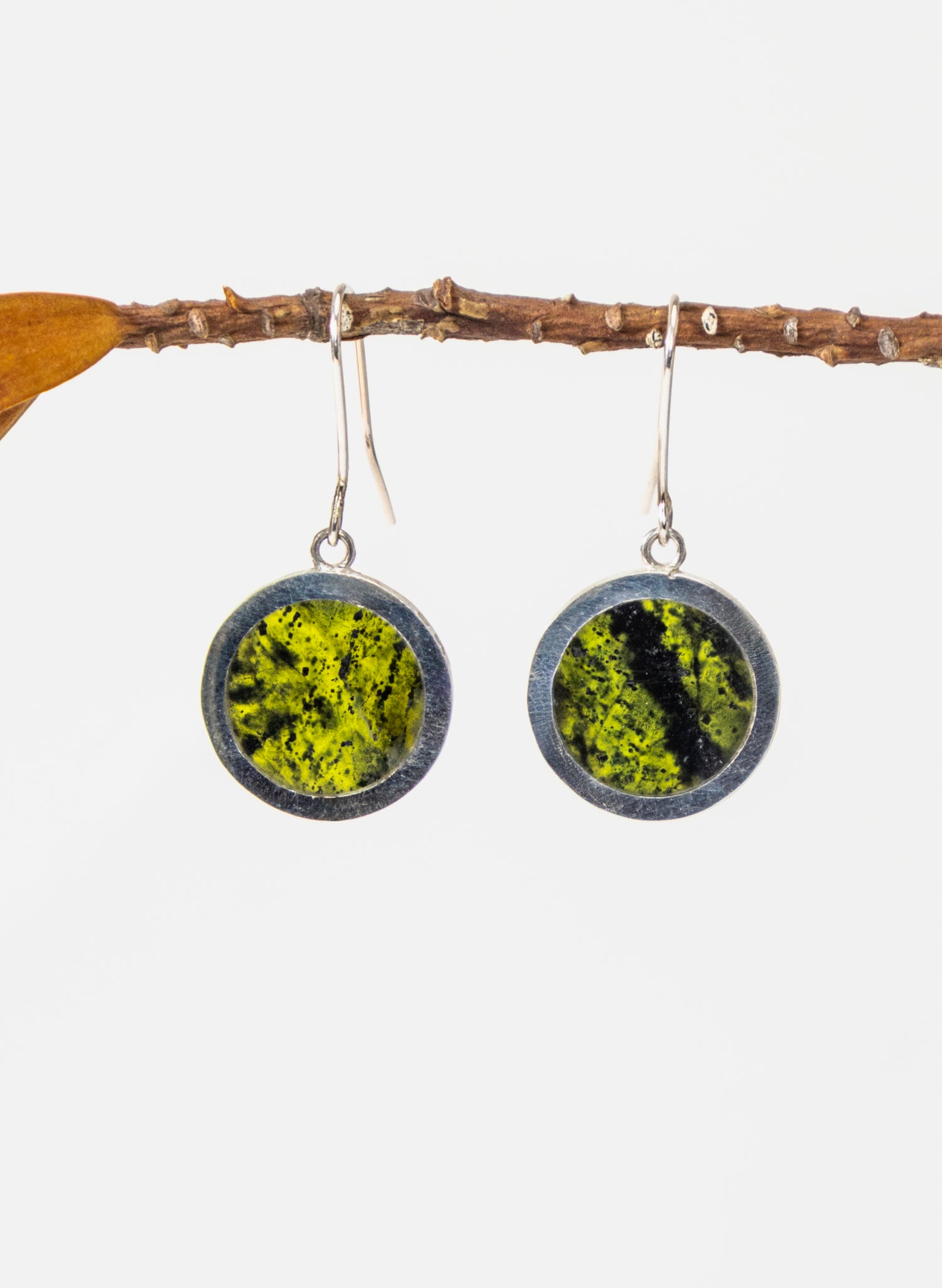 Disc Earrings - Sterling Silver &amp; Pounamu