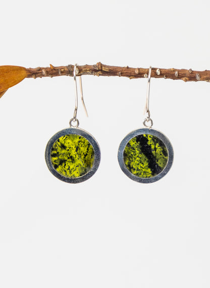 Disc Earrings - Sterling Silver &amp; Pounamu