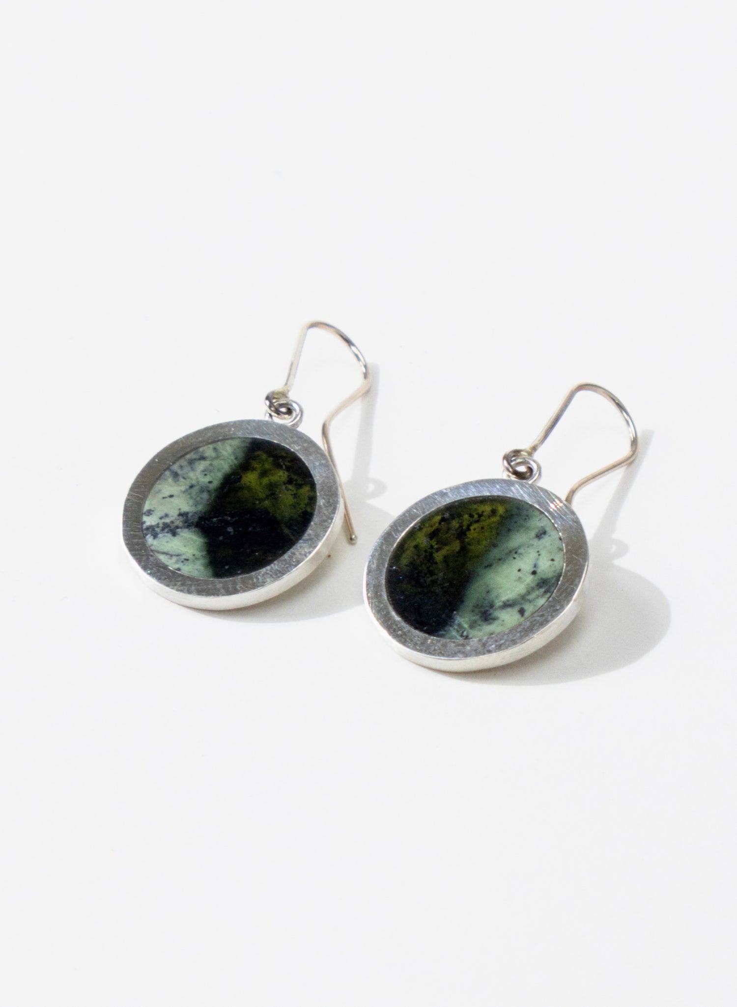 Disc Earrings - Sterling Silver &amp; Pounamu