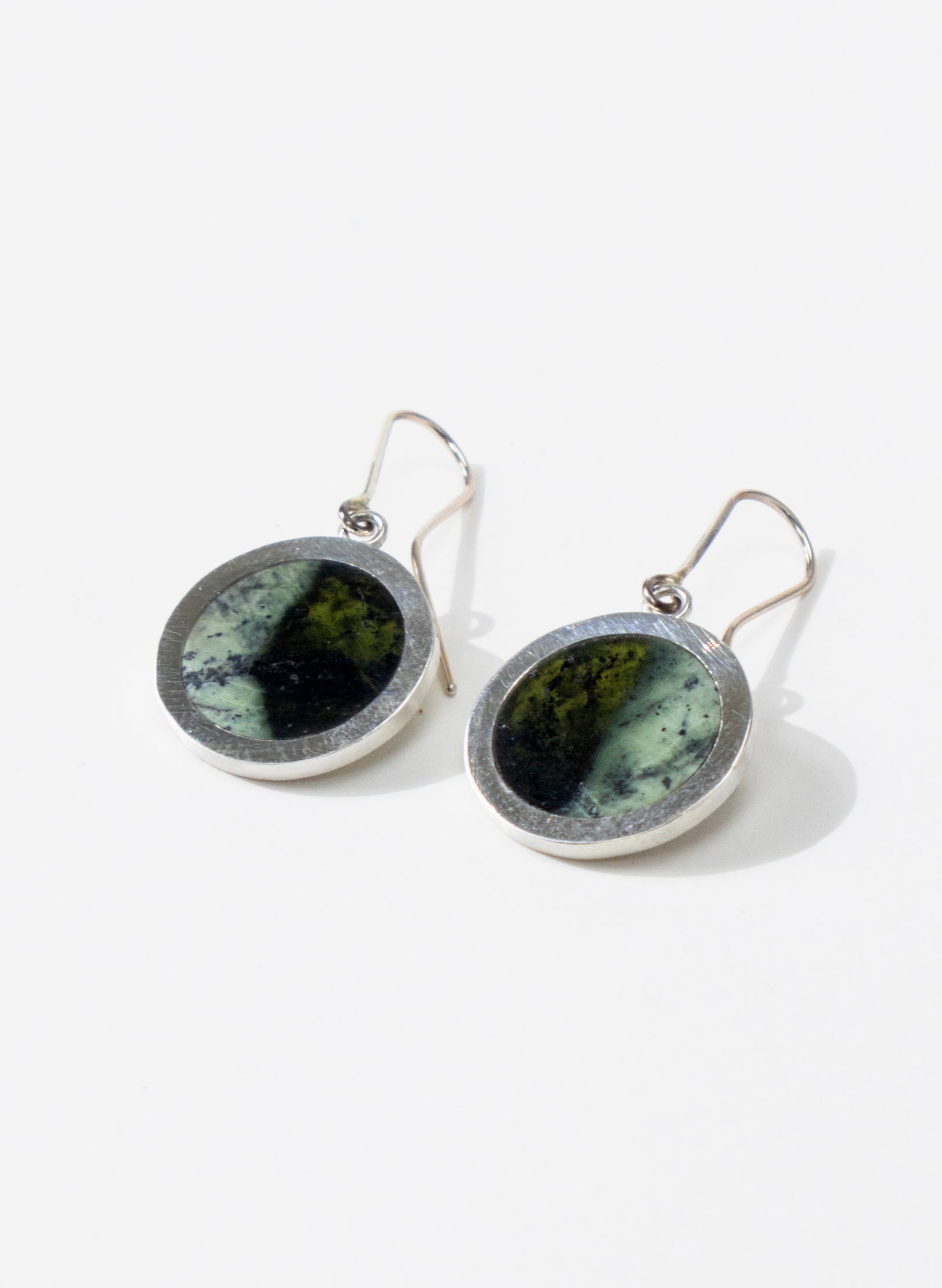 Disc Earrings - Sterling Silver &amp; Pounamu