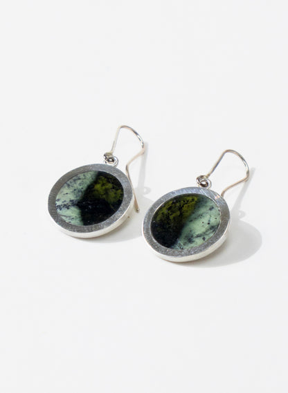 Disc Earrings - Sterling Silver &amp; Pounamu