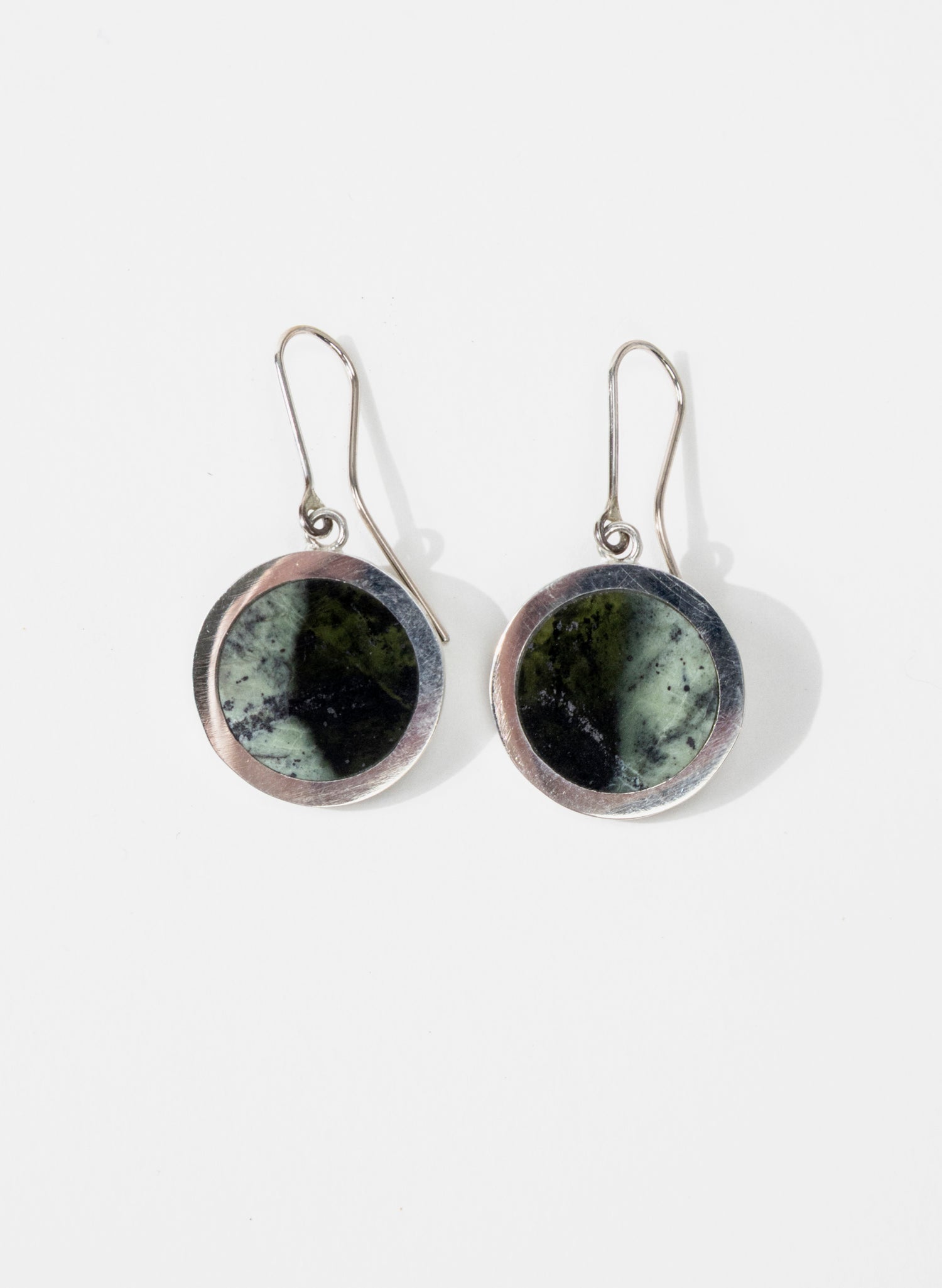 Disc Earrings - Sterling Silver &amp; Pounamu