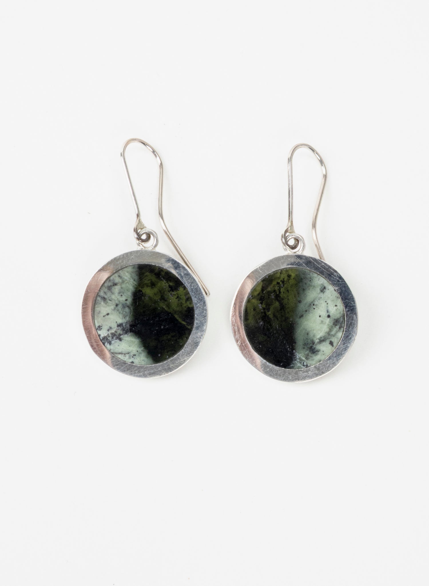 Disc Earrings - Sterling Silver &amp; Pounamu