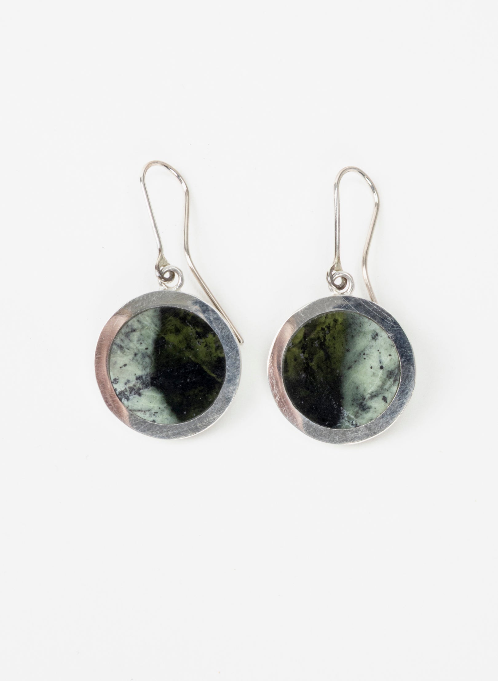 Disc Earrings - Sterling Silver &amp; Pounamu