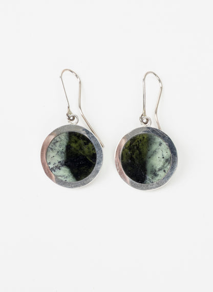 Disc Earrings - Sterling Silver &amp; Pounamu