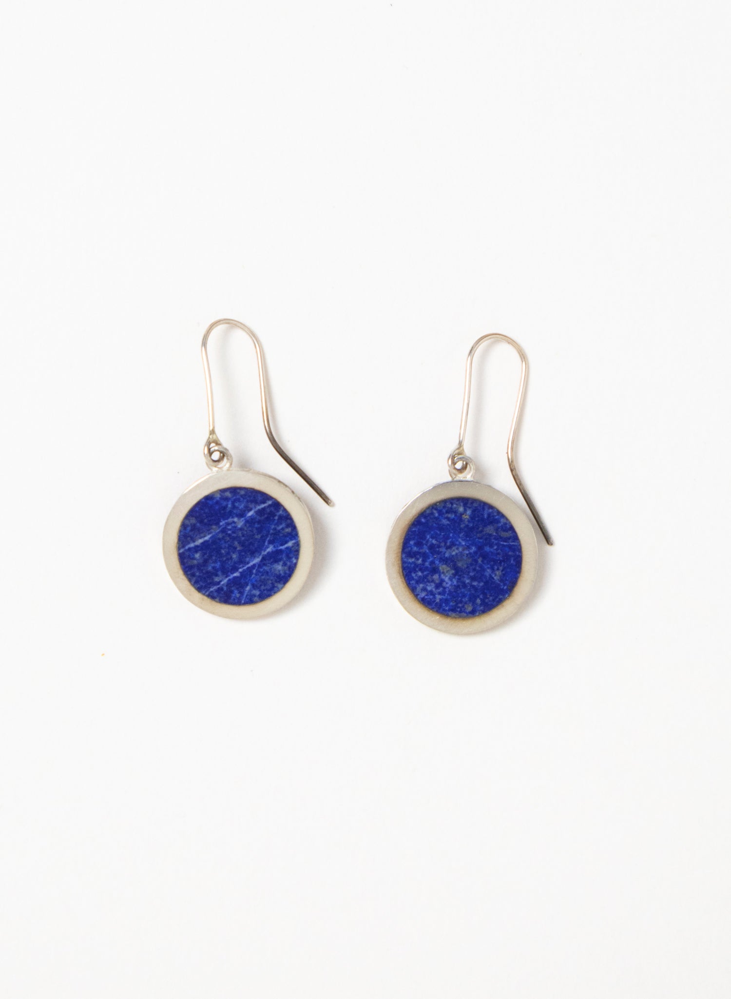 Disc Earrings - Sterling Silver &amp; Lapis