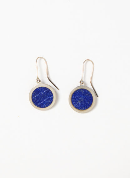 Disc Earrings - Sterling Silver &amp; Lapis