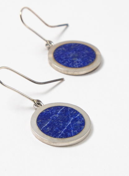 Disc Earrings - Sterling Silver &amp; Lapis