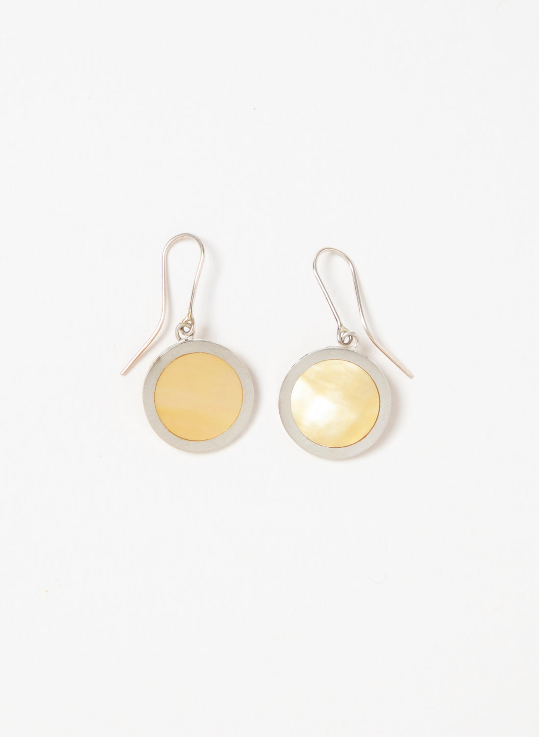 Disc Earrings - Sterling Silver &amp; Mother of Pearl