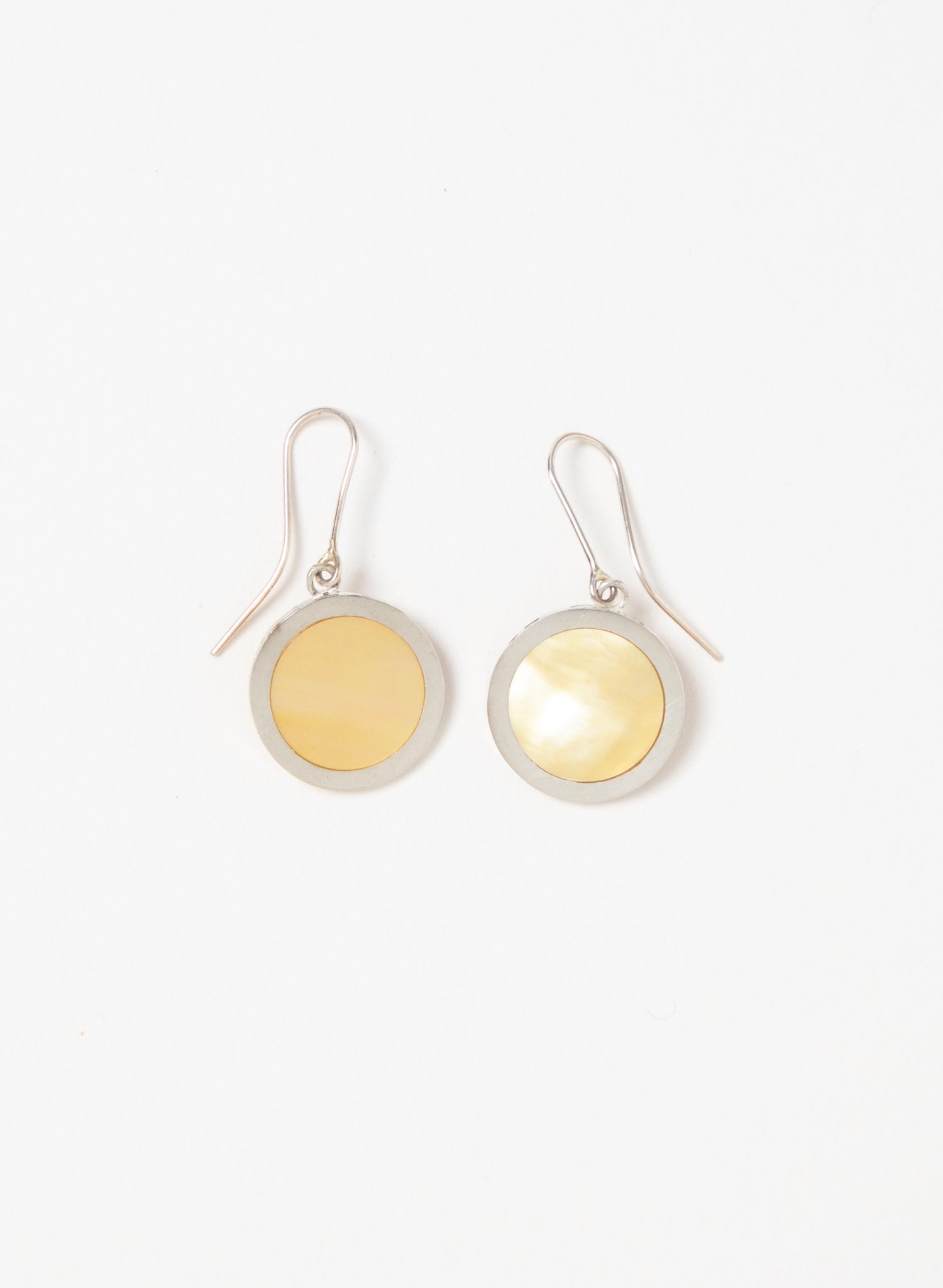 Disc Earrings - Sterling Silver &amp; Mother of Pearl