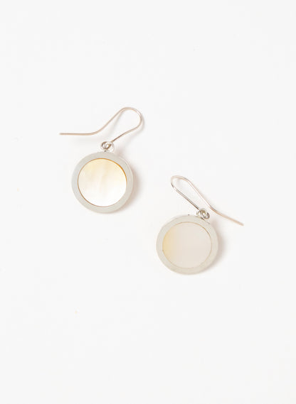 Disc Earrings - Sterling Silver &amp; Mother of Pearl