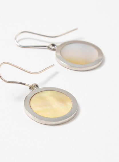 Disc Earrings - Sterling Silver &amp; Mother of Pearl