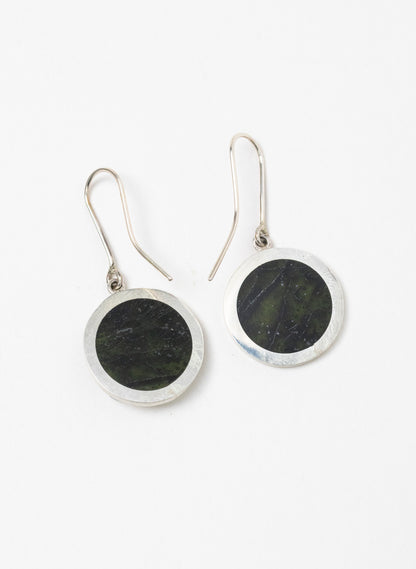Disc Earrings - Sterling Silver &amp; Pounamu