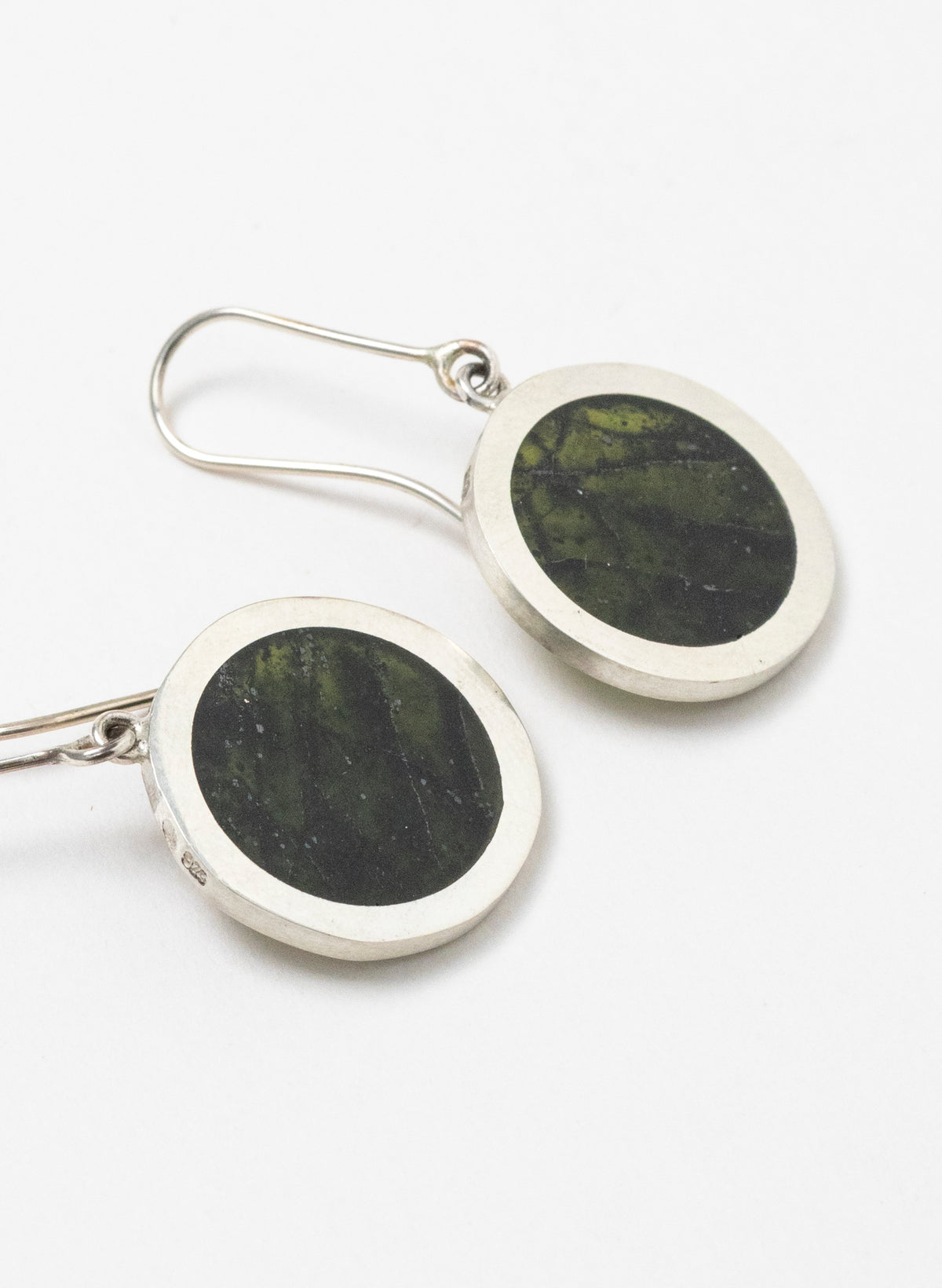 Disc Earrings - Sterling Silver &amp; Pounamu