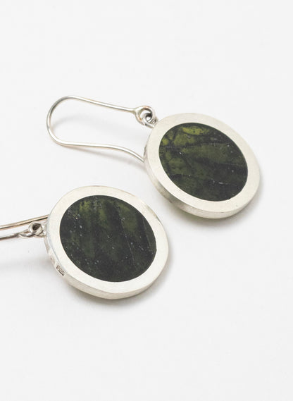 Disc Earrings - Sterling Silver &amp; Pounamu
