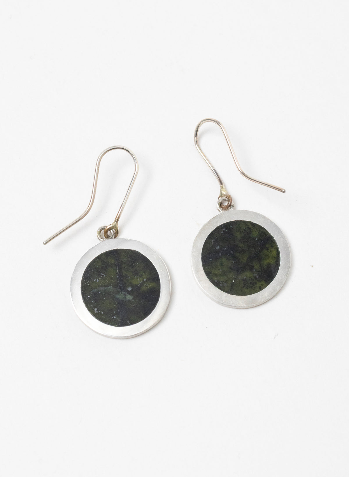 Disc Earrings - Sterling Silver &amp; Pounamu
