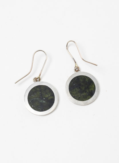 Disc Earrings - Sterling Silver &amp; Pounamu