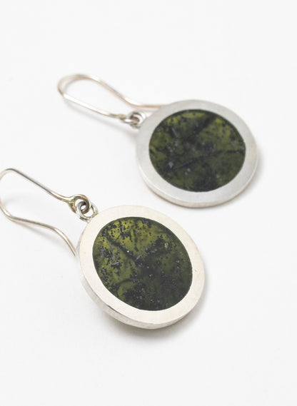 Disc Earrings - Sterling Silver &amp; Pounamu