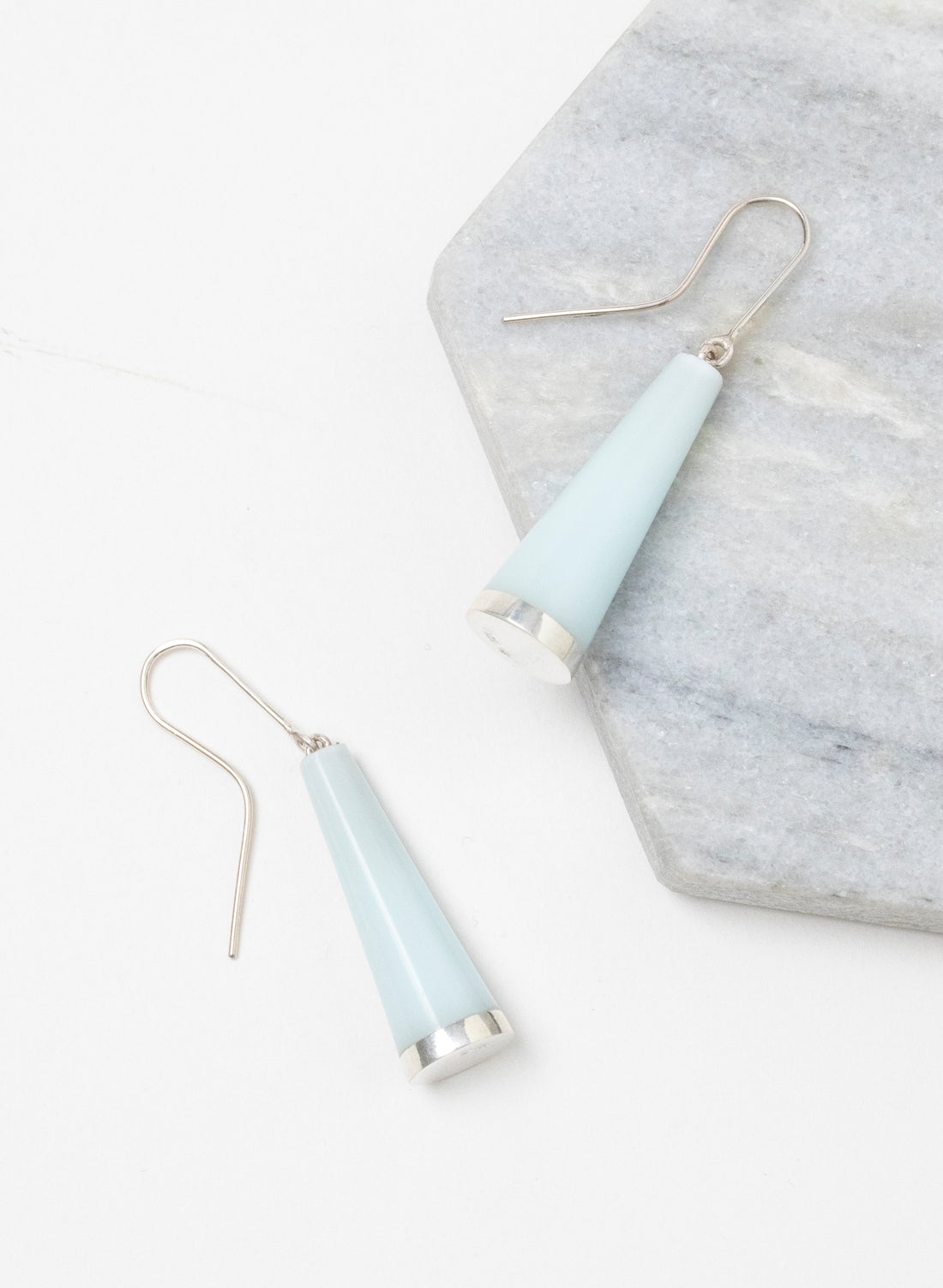 Huia Earrings - Sterling Silver and Aqua Corian