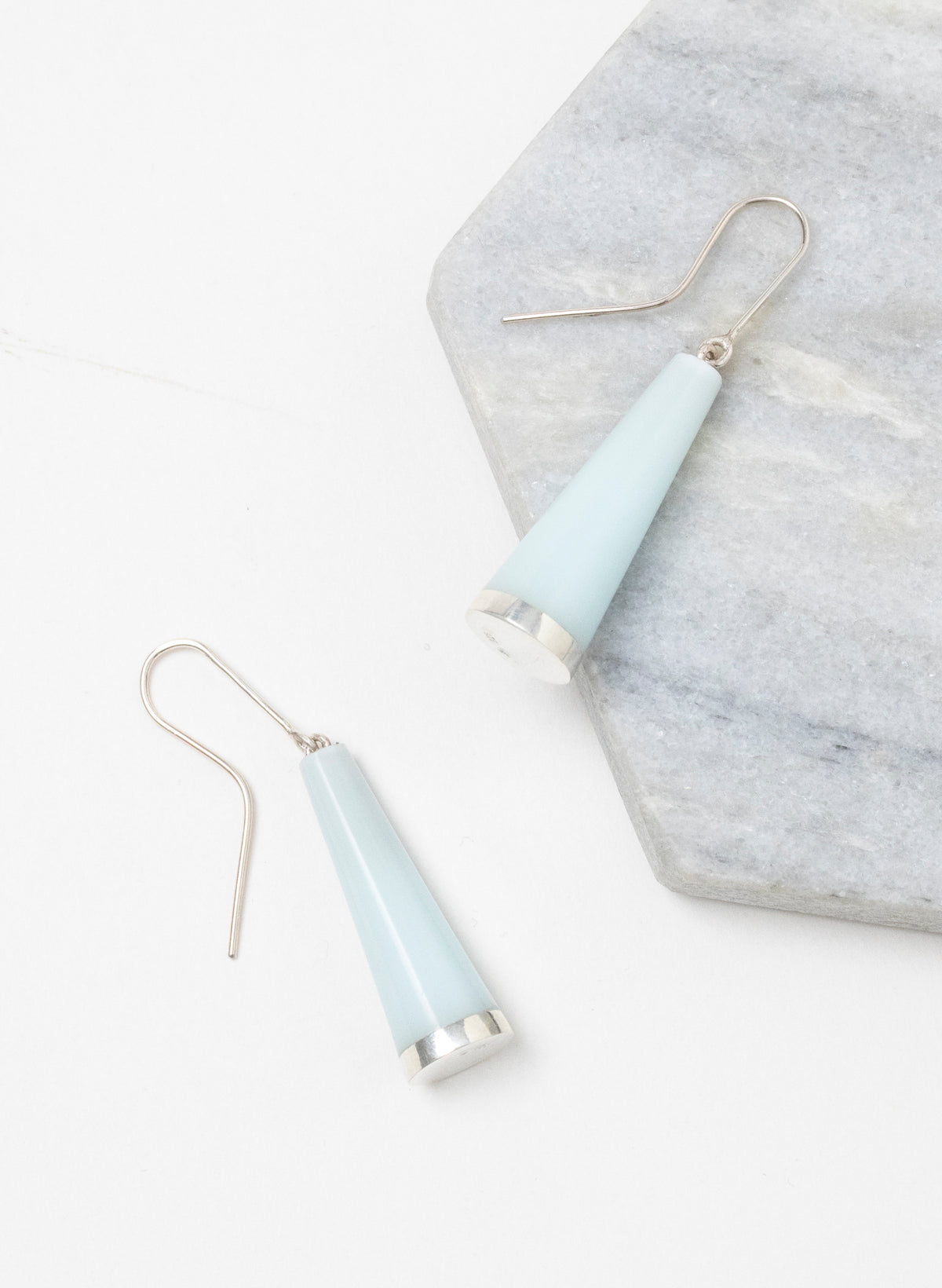Huia Earrings - Sterling Silver and Aqua Corian
