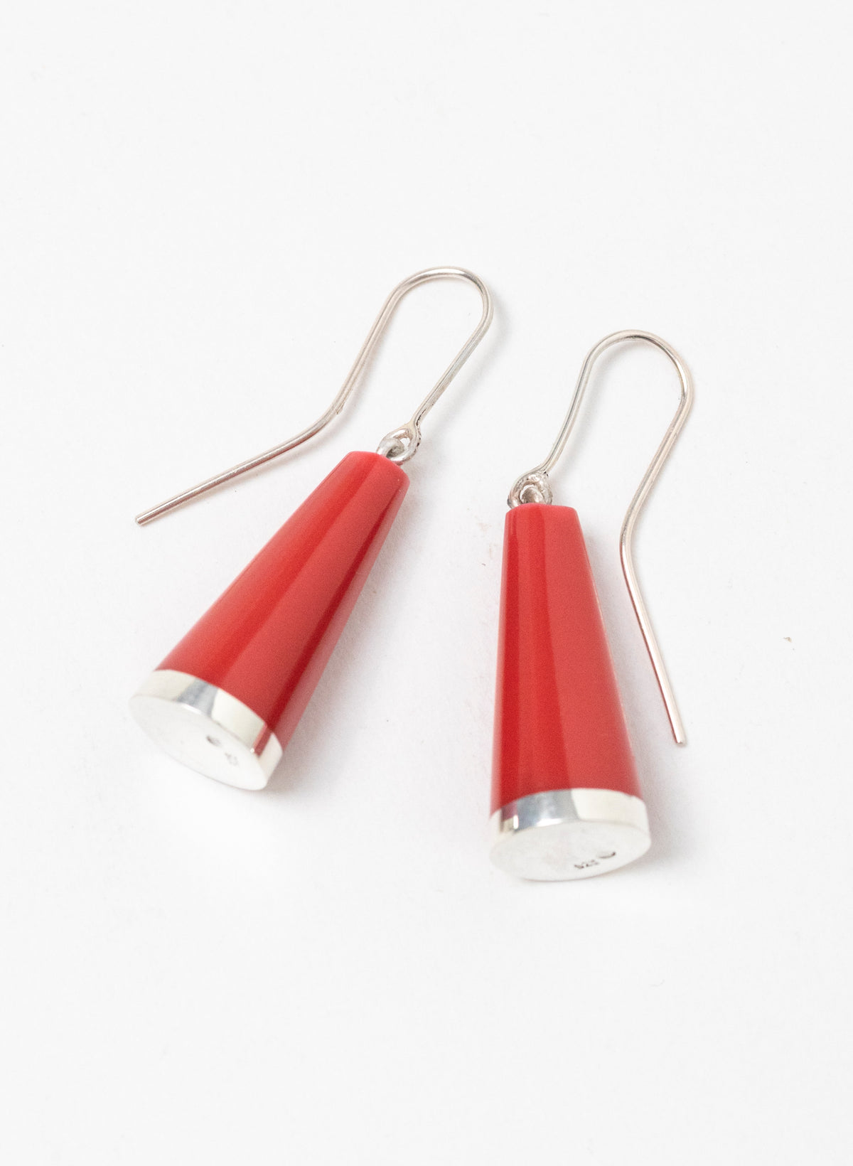 Huia Earrings - Sterling Silver and Red Corian