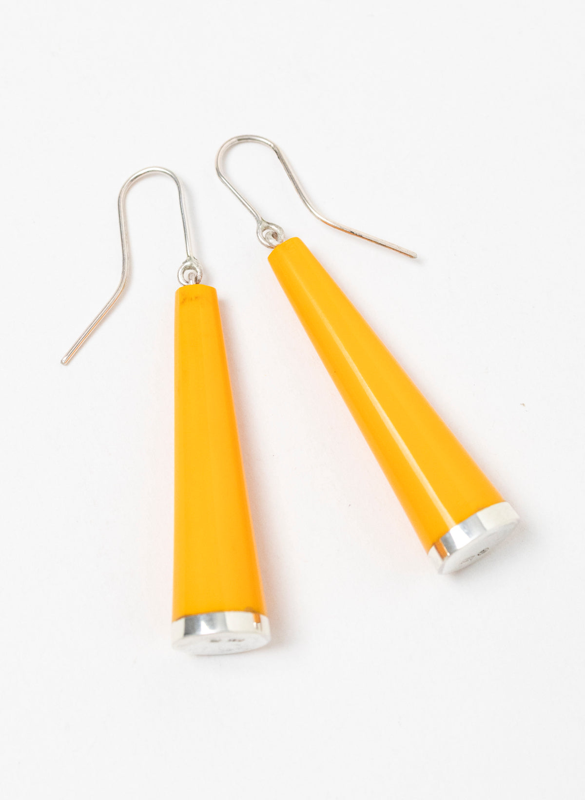 Huia Earrings - Sterling Silver and Orange Corian