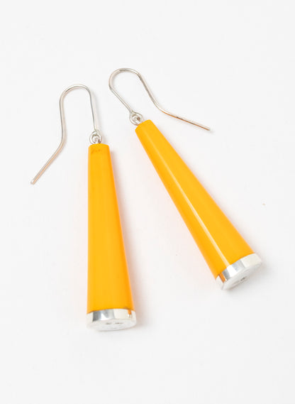 Huia Earrings - Sterling Silver and Orange Corian