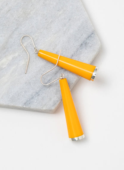 Huia Earrings - Sterling Silver and Orange Corian