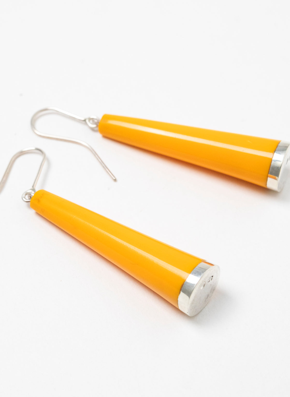 Huia Earrings - Sterling Silver and Orange Corian