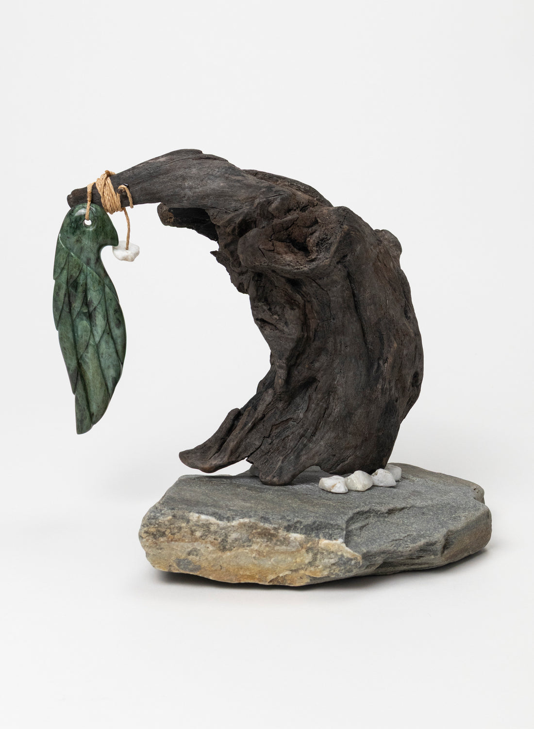 Pounamu Manu Necklace on Stone Base