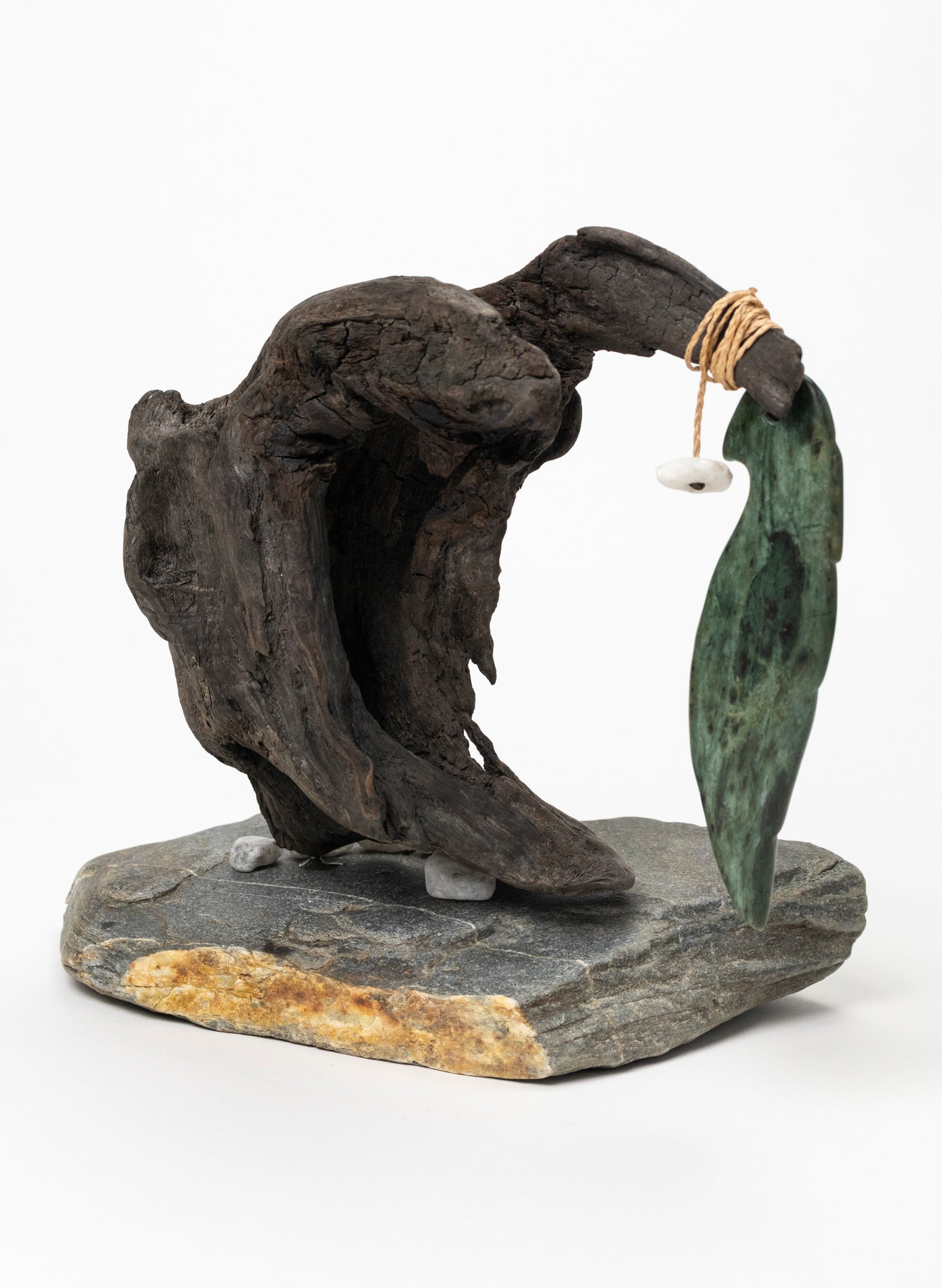 Pounamu Manu Necklace on Stone Base
