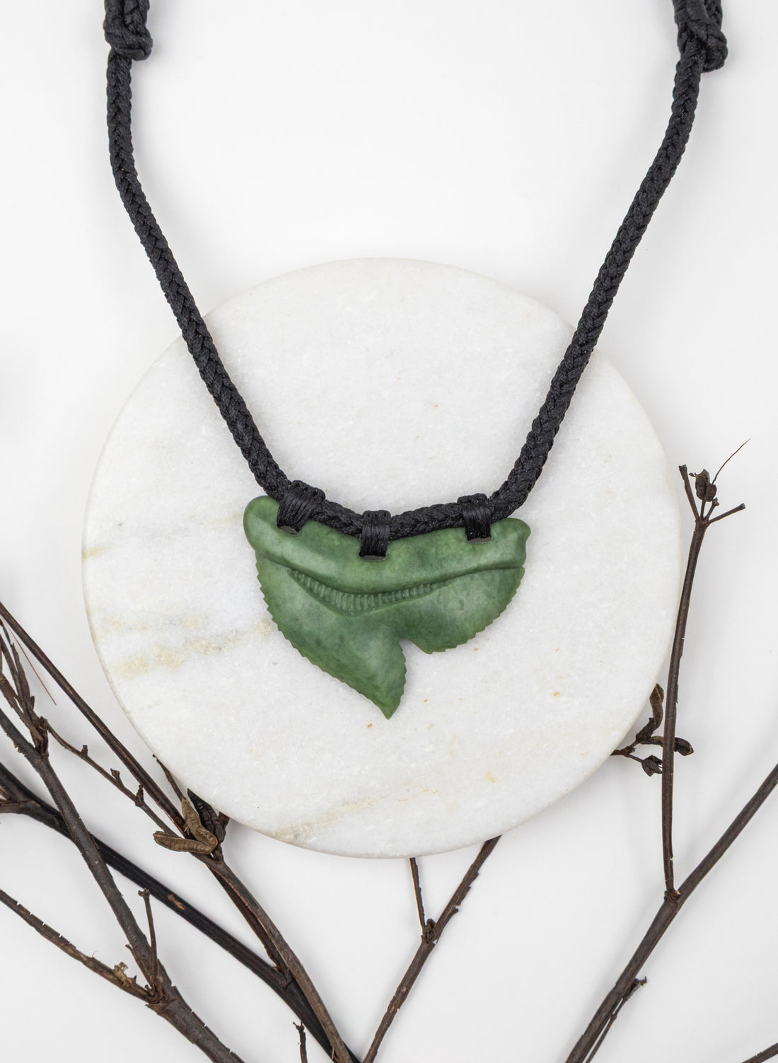 Kawakawa Pounamu Tiger Shark Niho Necklace