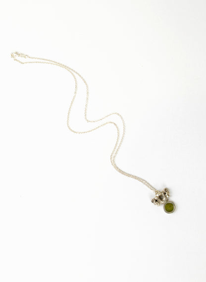 Silver Pekapeka Pendant with Pounamu Disc