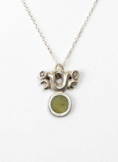 Silver Pekapeka Pendant with Pounamu Disc