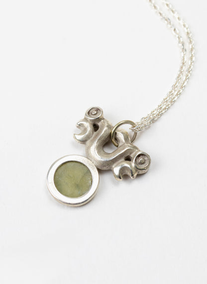 Silver Pekapeka Pendant with Pounamu Disc
