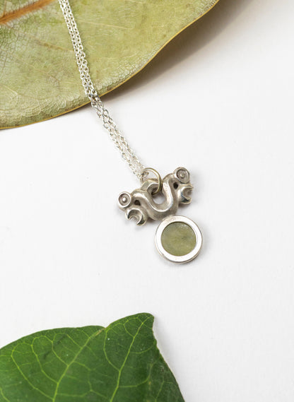 Silver Pekapeka Pendant with Pounamu Disc
