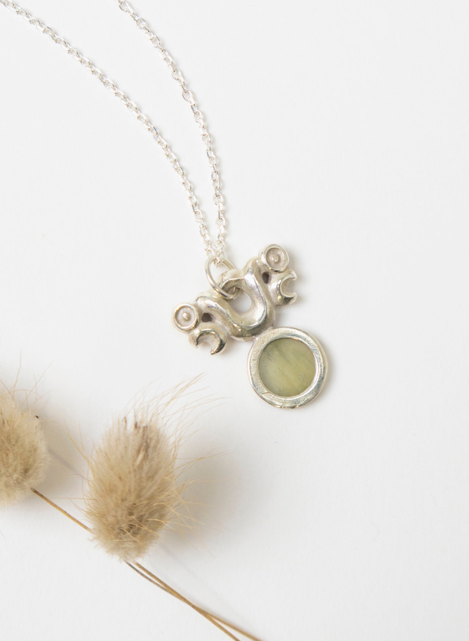 Silver Pekapeka with Pounamu Disc 