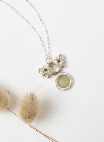 Silver Pekapeka with Pounamu Disc 