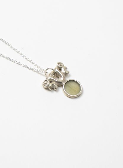 Silver Pekapeka with Pounamu Disc 