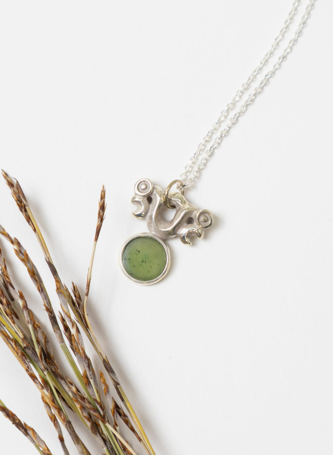 Silver Pekapeka with Pounamu Disc 