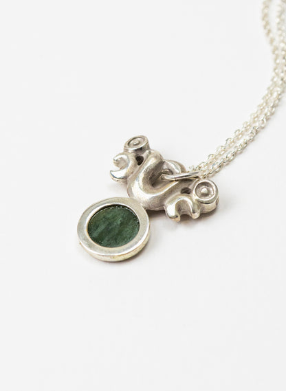 Silver Pekapeka Pendant with Pounamu Disc