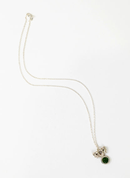 Silver Pekapeka Pendant with Pounamu Disc