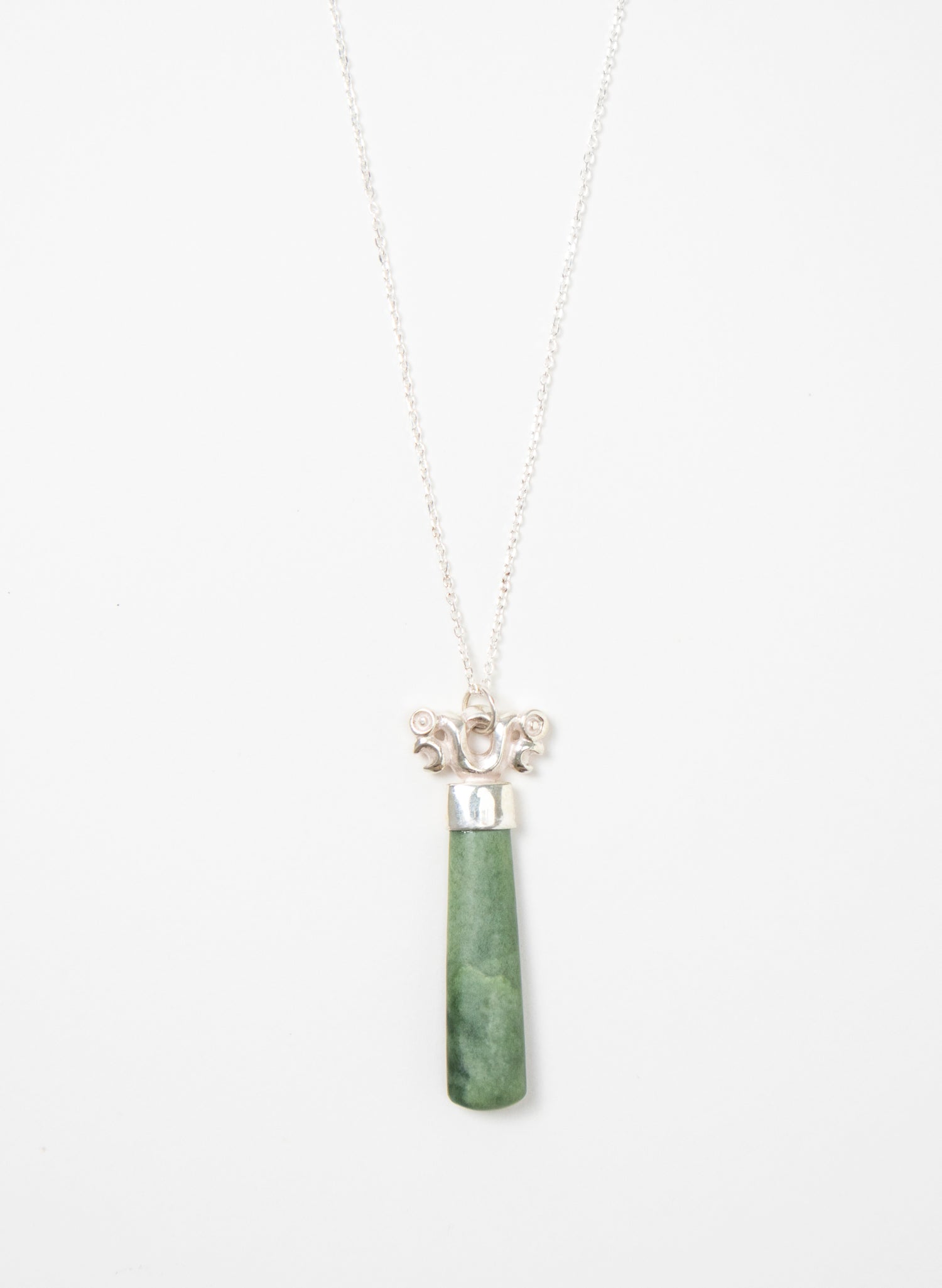 Silver Pekapeka Pendant Pounamu Drop