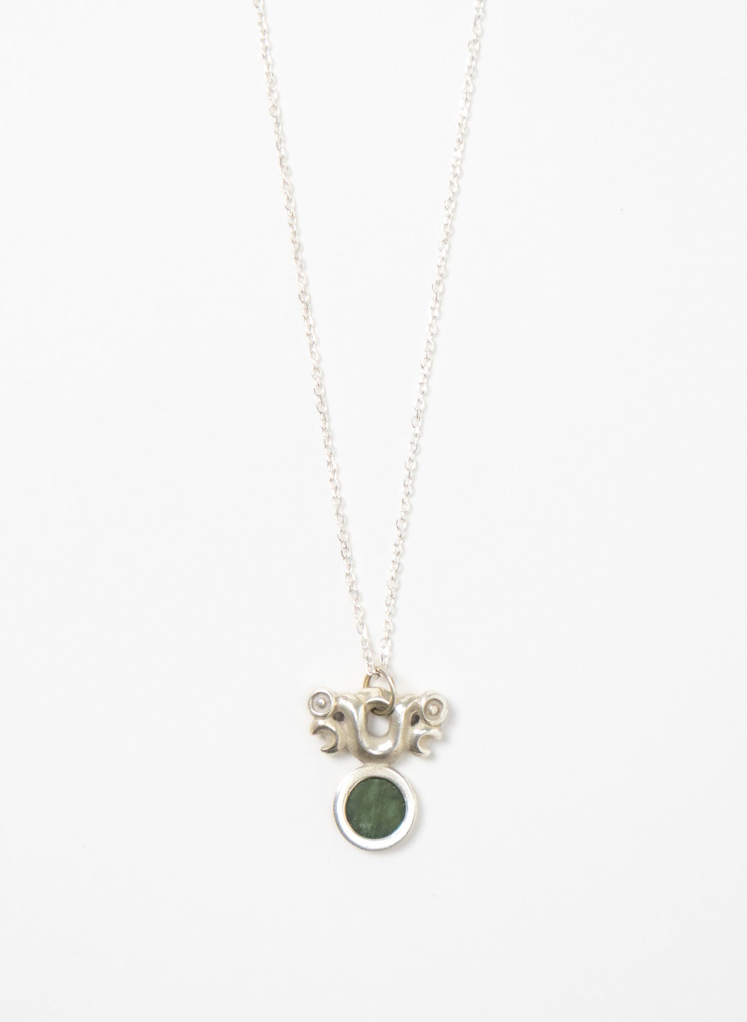 Silver Pekapeka with Pounamu Disc 