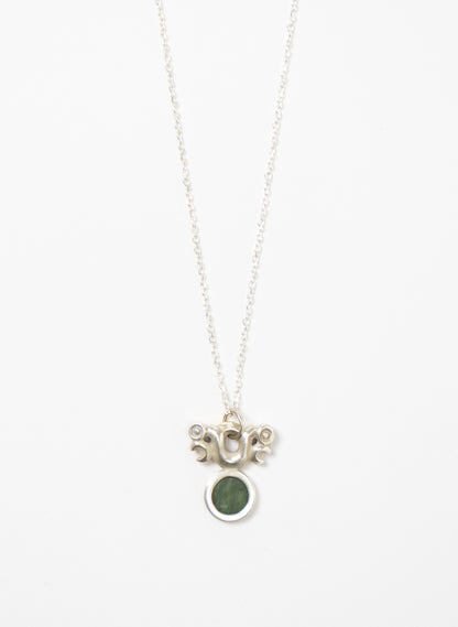 Silver Pekapeka with Pounamu Disc 