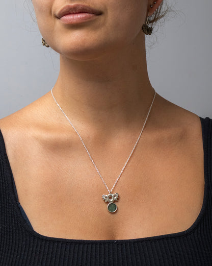 Silver Pekapeka with Pounamu Disc 