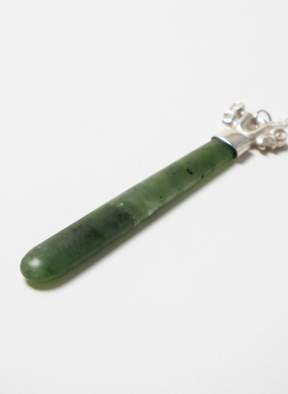 Silver Pekapeka Pendant Pounamu Drop